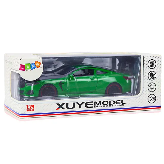 Sports Car Metal Friction Drive Openable Elements 1:24 Green Toy cars