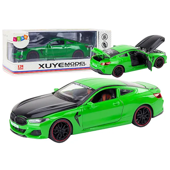 Sports Car Metal Friction Drive Openable Elements 1:24 Green Toy cars