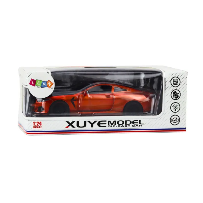 Sports Car Metal Friction Drive Openable Elements 1:24 Orange Žaisliniai automobiliai