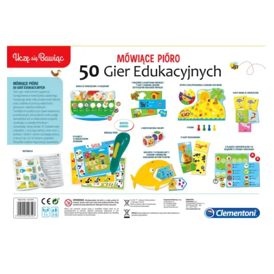 Kalbantis rašiklis 50 edukacinių žaidimų, lenkų kalba Clementoni 50650 Lavinamieji