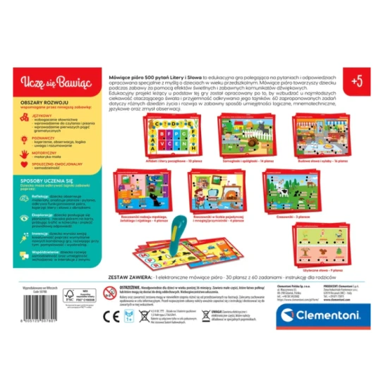 Kalbantis rašiklis raidžių ir žodžių žaidimas, lenkų kalba Clementoni 50780 Lavinamieji