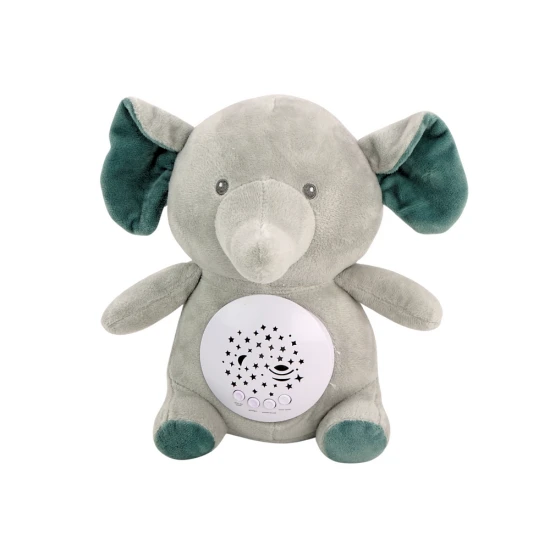 Teddy Bear Elephant Sleeping Melodies Light Star Projector Gray Pliušiniai žaislai
