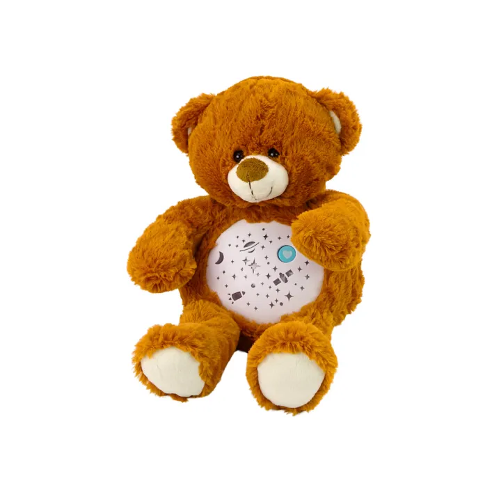 Teddy Bear Sleeping Lights Sounds Night and Day Mode Brown Pliušiniai žaislai