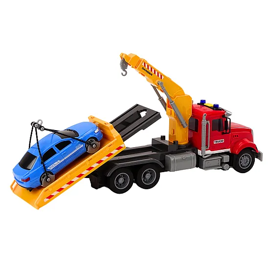 Tow Truck With Crane On Auto Lights Sounds Drive Red Žaisliniai automobiliai