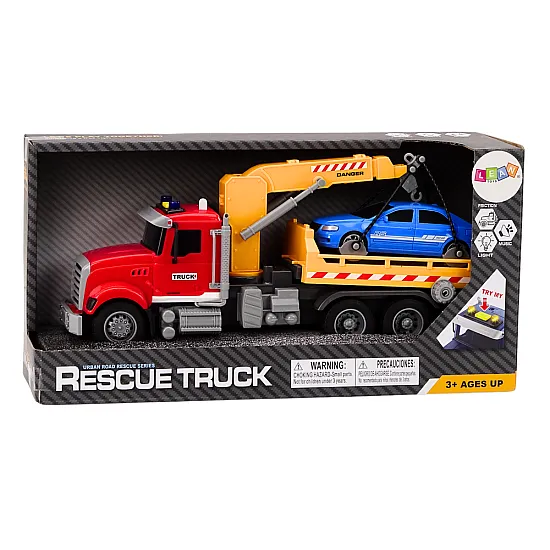 Tow Truck With Crane On Auto Lights Sounds Drive Red Žaisliniai automobiliai