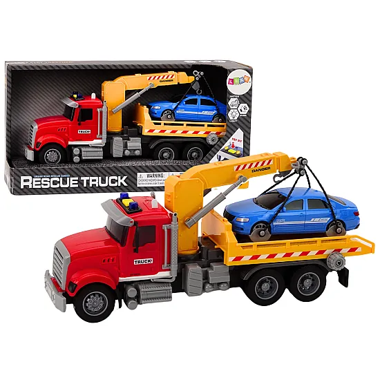 Tow Truck With Crane On Auto Lights Sounds Drive Red Žaisliniai automobiliai