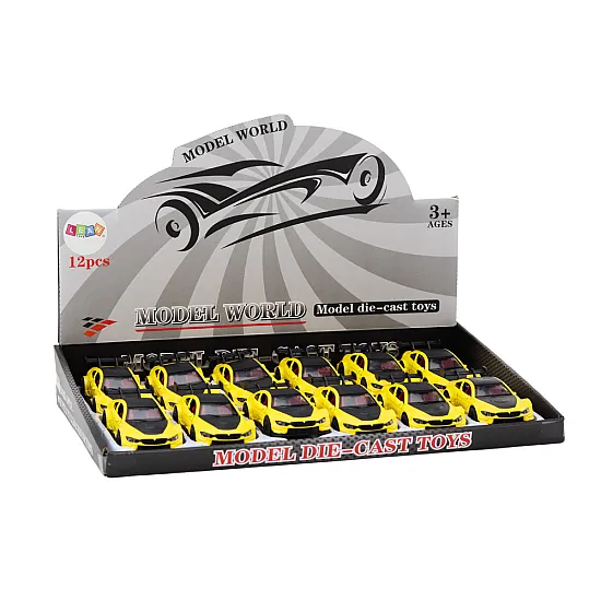 Toy Car Sports Car 1:32 Friction Drive Metal Yellow Žaisliniai automobiliai