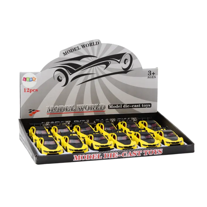 Toy Car Sports Car 1:32 Friction Drive Metal Yellow Žaisliniai automobiliai