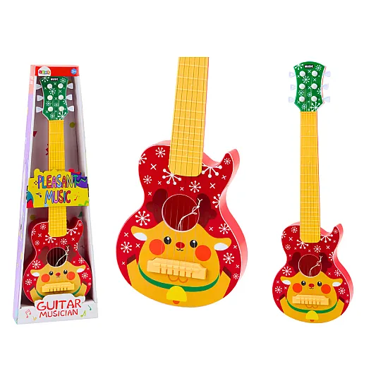 Toy yellow guitar for children with adjustable strings Musical instruments