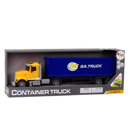 Truck Tir Semi Trailer Lights Sounds Drive Yellow Žaisliniai automobiliai