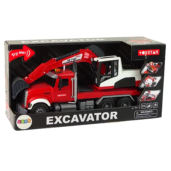 Truck With Excavator Tractor Excavator Sound Lights Žaisliniai automobiliai