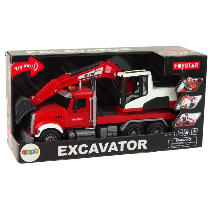 Truck With Excavator Tractor Excavator Sound Lights Žaisliniai automobiliai