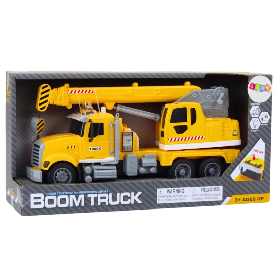 Truck Yellow Crane With Friction Drive Light and Sound Effects Žaisliniai automobiliai