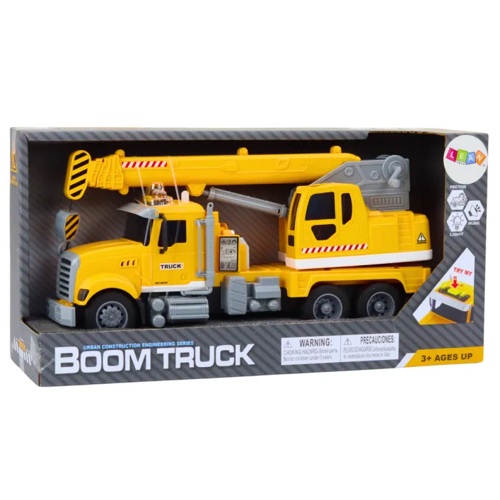 Truck Yellow Crane With Friction Drive Light and Sound Effects Žaisliniai automobiliai