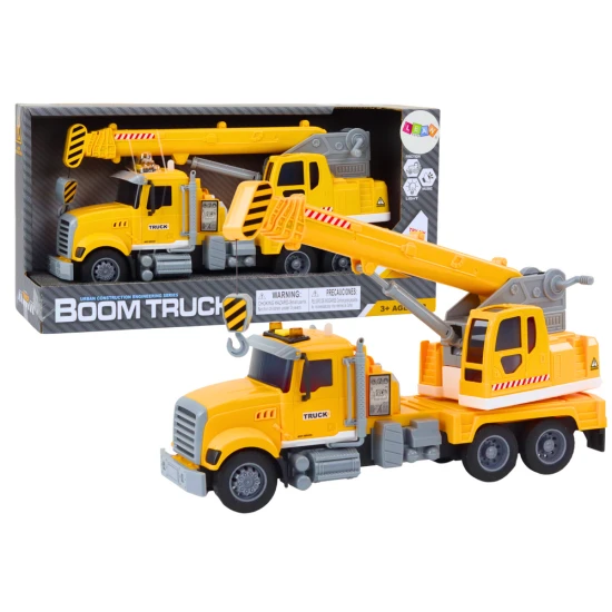 Truck Yellow Crane With Friction Drive Light and Sound Effects Žaisliniai automobiliai