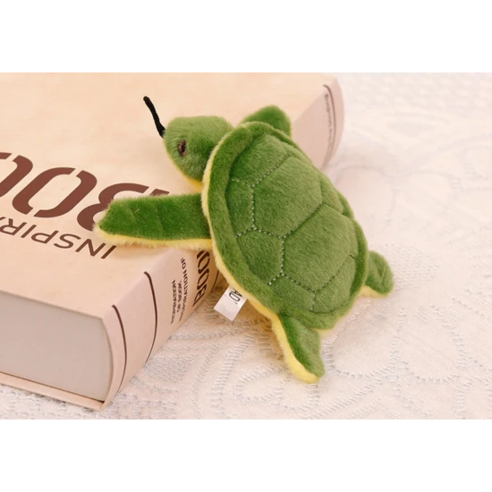 Turtle Plush Mascot Keychain Squeaker Green 15 Cm Pliušiniai žaislai