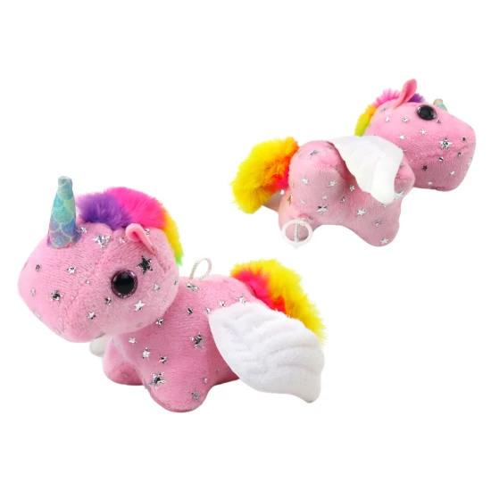 Unicorn Plush Pull-On Jumping Horse Pink Pliušiniai žaislai