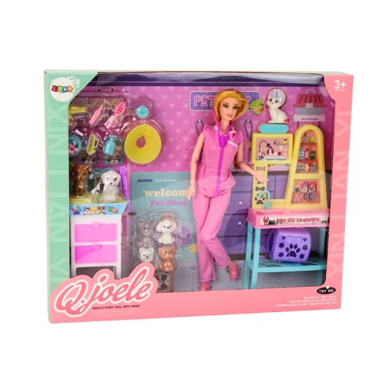 Veterinarijos lėlių rinkinys su gyvūnais Lėlės ir žaidimų rinkiniai