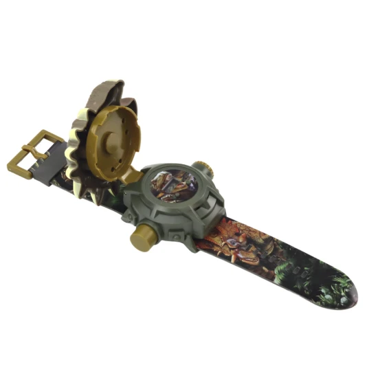 Rudos spalvos dinozauro laikrodis su projektoriumi Dinozaurai