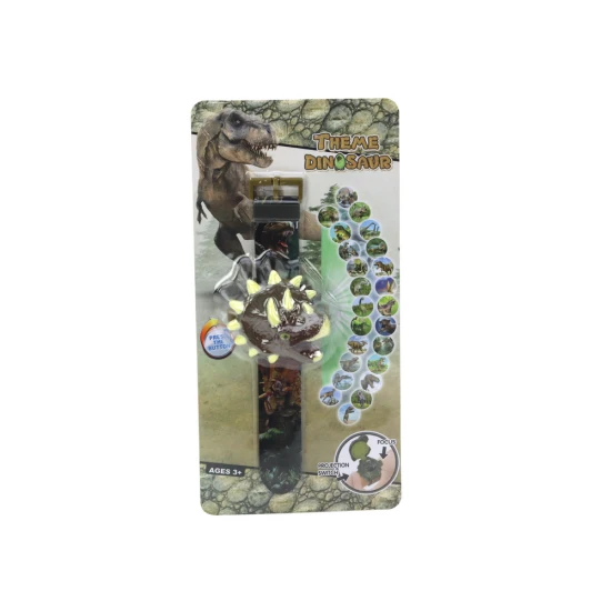 Rudos spalvos dinozauro laikrodis su projektoriumi Dinozaurai