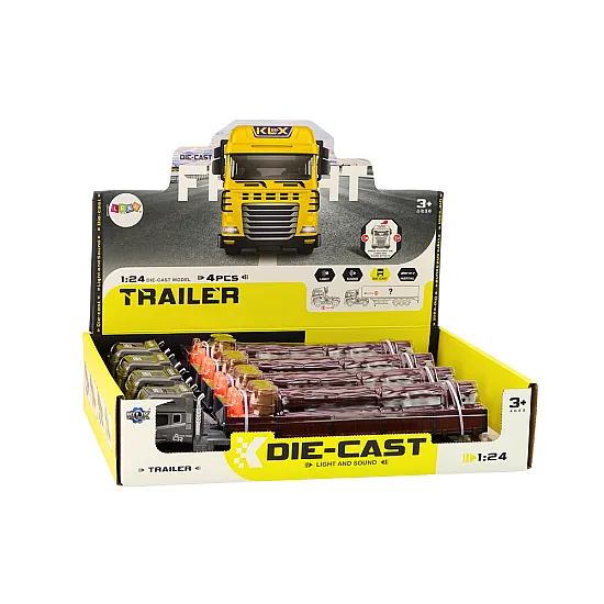 Wood Truck Truck Trailer 1:24 Wood Logs Sounds Lights Žaisliniai automobiliai