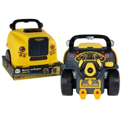 Surenkamas geltonas autobuso variklis