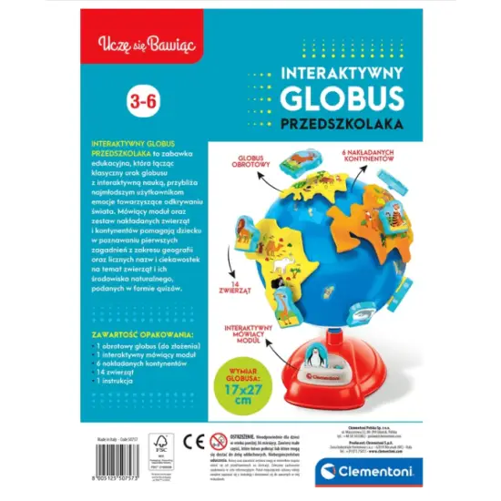 Interaktyvus ikimokyklinio amžiaus vaikų gaublys lenkų kalba Lavinamieji