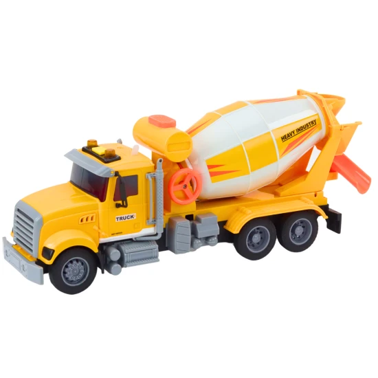 Yellow Concrete Mixer Truck With Friction Drive Light and Sound Effects Žaisliniai automobiliai