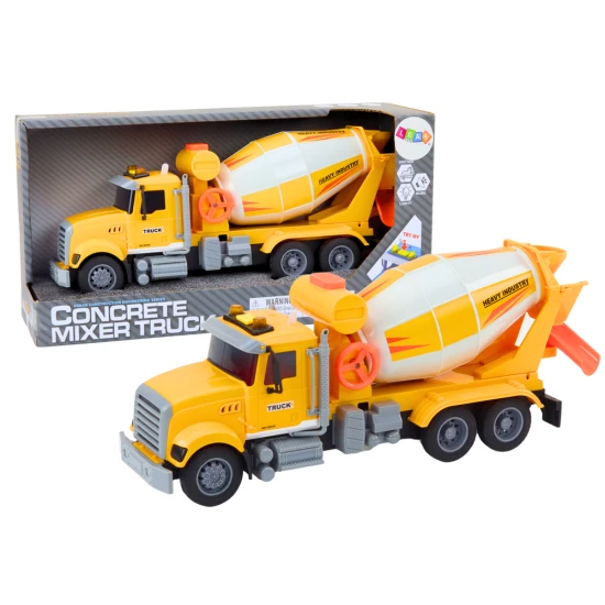 Yellow Concrete Mixer Truck With Friction Drive Light and Sound Effects Žaisliniai automobiliai