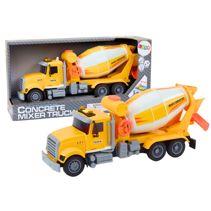 Yellow Concrete Mixer Truck With Friction Drive Light and Sound Effects Žaisliniai automobiliai