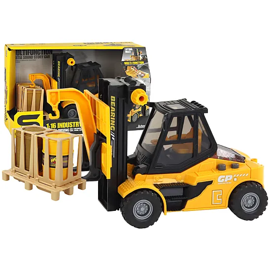 Yellow Forklift 1:16 Moving Forks Sounds Lights Samochody-zabawki