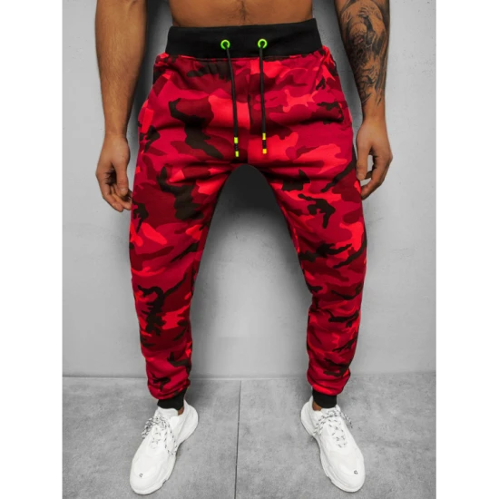 Vyriškos raudonos kamufliažinės laisvalaikio kelnės Sigur Kelnės