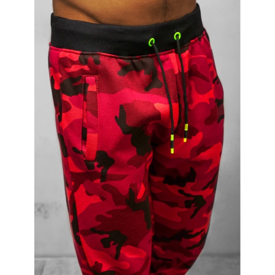 Vyriškos raudonos kamufliažinės laisvalaikio kelnės Sigur Kelnės