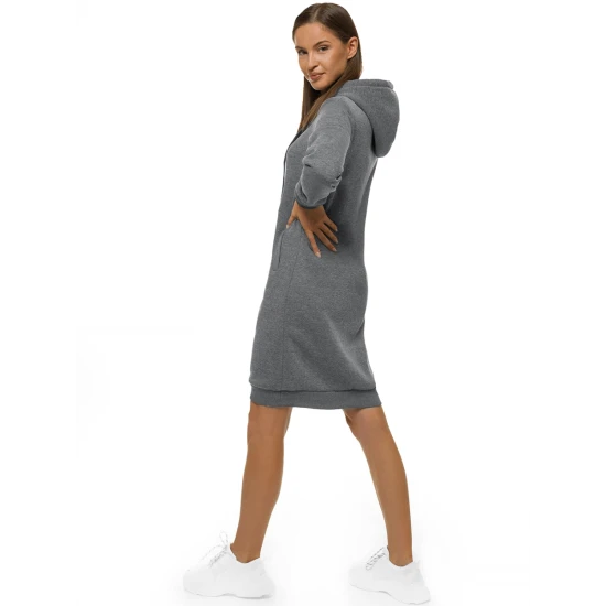 Moteriška pilka suknelė su gobtuvu 