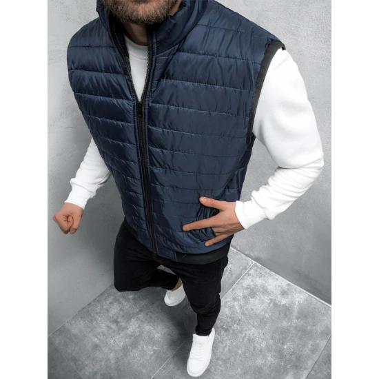 Dygsniuota vyriška tamsiai mėlyna liemenė Lider JS/MY77