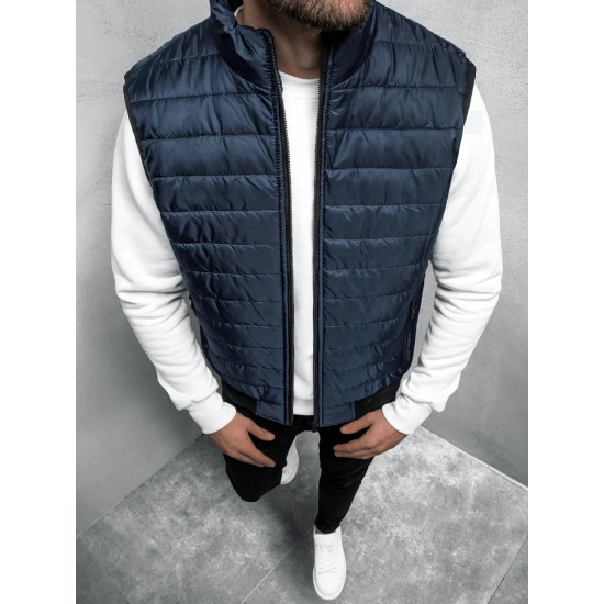 Dygsniuota vyriška tamsiai mėlyna liemenė Lider JS/MY77