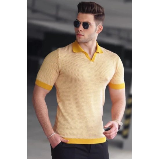 Vyriški  geltonos/baltos spalvos marškinėliai Hippie PK5077 Premium