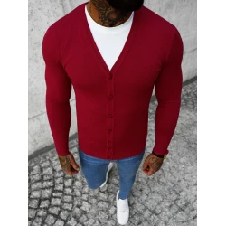 Bordo vyriškas susegamas sagoms megztinis Otom