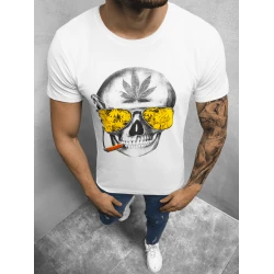 Vyriški baltos spalvos marškinėliai Skeleton