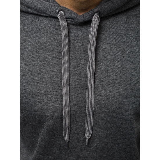 Tamsiai pilkos spalvos vyriškas džemperis su gobtuvu Buvoli Džemperiai su gobtuvu