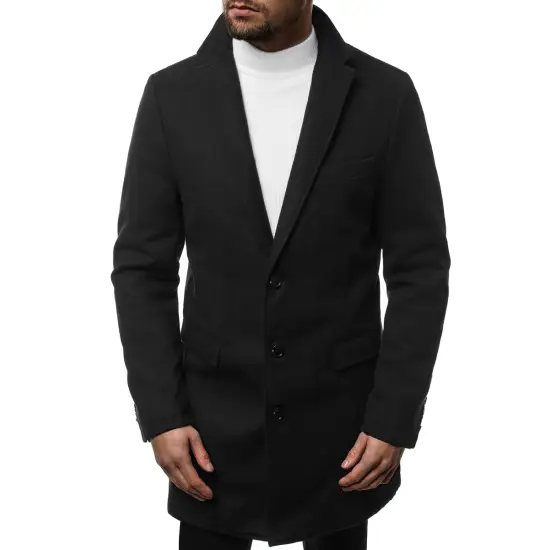 Elegantiškas juodas vyriškas paltas Sugal JB/1047Z