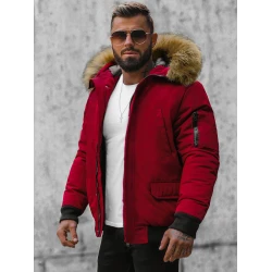 Bomber stiliaus žieminė bordo vyriška striukė Lemor