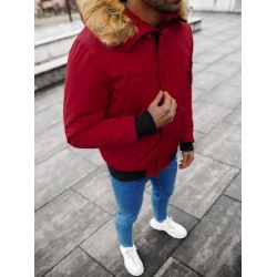 Bomber stiliaus žieminė bordo vyriška striukė Lemor