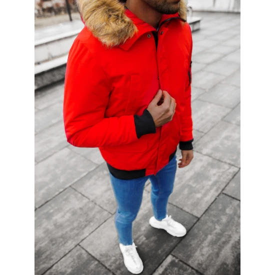 Bomber stiliaus žieminė raudona vyriška striukė Lemor JS/201901