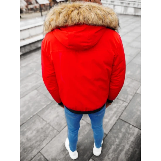 Bomber stiliaus žieminė raudona vyriška striukė Lemor JS/201901