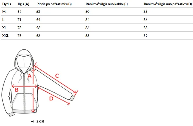 Size chart (cm)