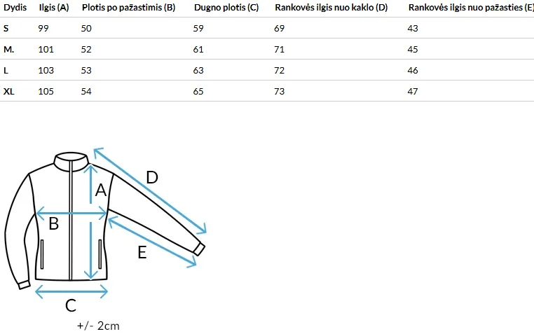 Tabela rozmiarów (cm)